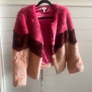 Pink faux fur coat purchased from Saks